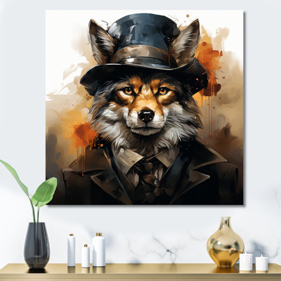 Black Trenchcoat Wolf Mystery III - Wolf Animal Wall Art