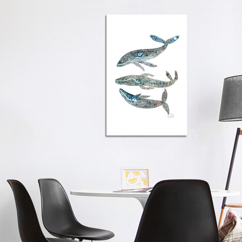 Whales by Sara Franklin - Wrapped Canvas Painting, 101.6 cm H x 66.04 cm W x 1.91 cm D