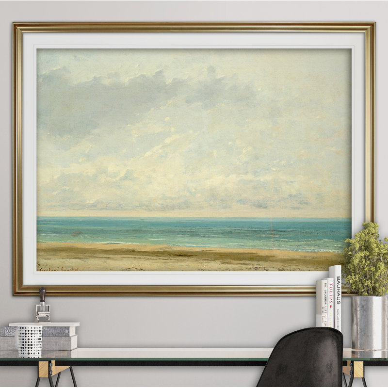 « the calme sea gustave courbet », impression, H 31 po x l 43 po x P 1,5 po, Or