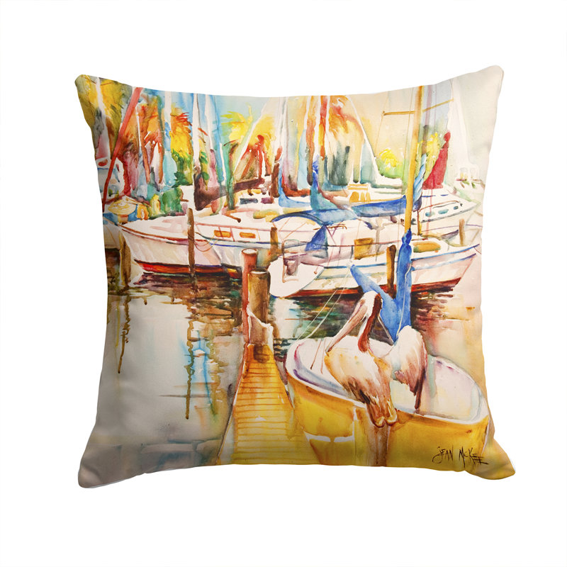Coussin pelicans et voiliers intérieur / extérieur, H 14 po x l 14 po x P 4 po