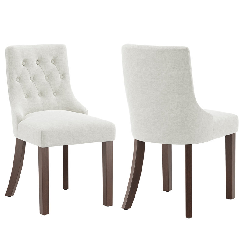 Chaises de salle à manger capitonnées à oreilles et capitonnées, Beige