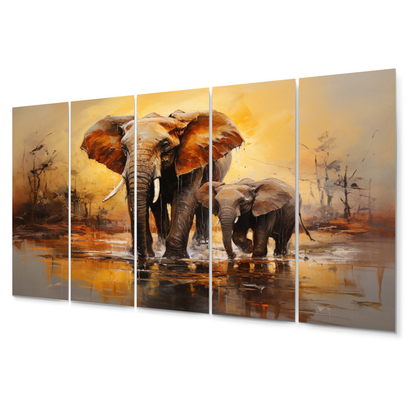 Éléphant connexion - animaux, ensemble d'art mural en métal