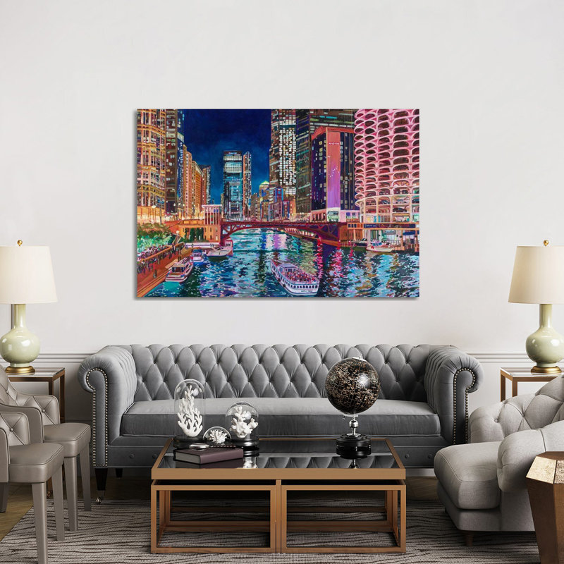 Chicago River By Marina One 1 Piece Wall Art on Canvas, 66.04 cm H x 101.6 cm W, Wrapped Canvas, Does Not Apply