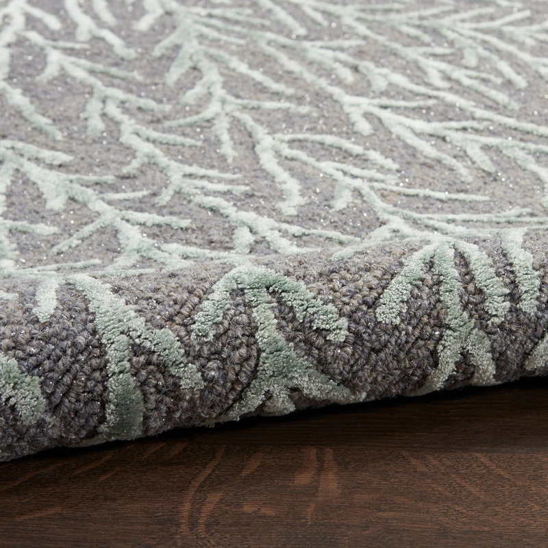 Michael  Amini Hand Woven Wool Floral Area Rug, Rectangle 8'6" x 11'6"