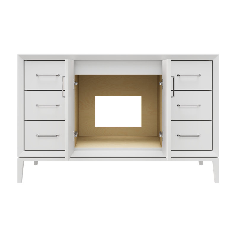 Alexandra Single Extra Wide Bath Vanity, Strong White, Polished Chrome, 54"