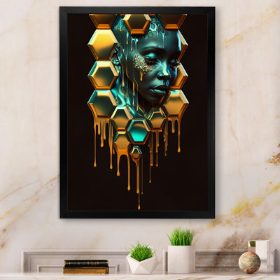 Hexagone avec visage de femme I - reproduction sur toile