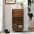 Bachman 36” Tall Brown Cabinet With Roll-Up Door And Adjustable Shelf – Modern Slatted Storage Organizer