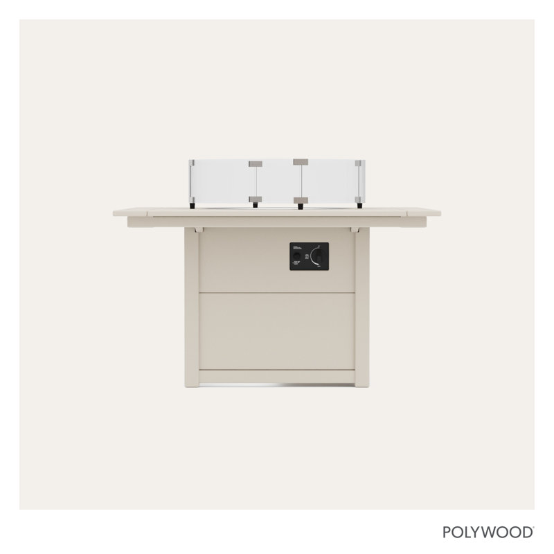 POLYWOOD Square 42" Fire Pit Table, Sand