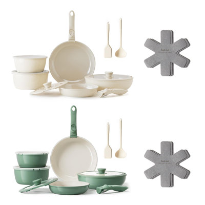Redchef 32pcs Ceramic Pots and Pans Set Non Stick, Nonstick Kitchen Cookware Set with Detachable Handle, Non Toxic, PFAS PFOA & PTFE Free, RV Ceramic Cookware Set for Camping, Dishwasher/Oven Saf