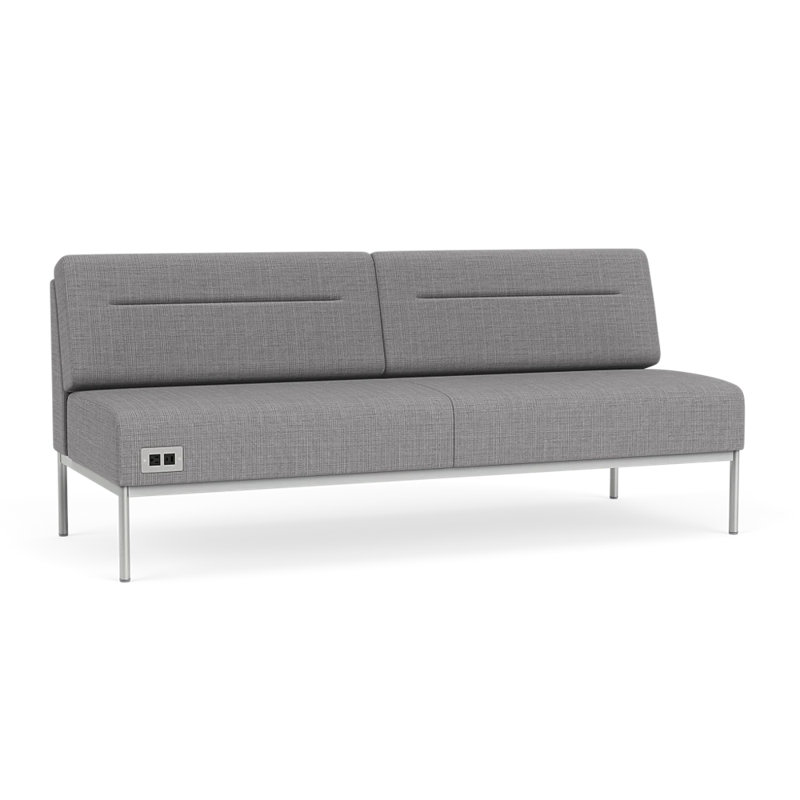 Canapé Darsey, Avec alimentation, Argent argent, Gris chambray