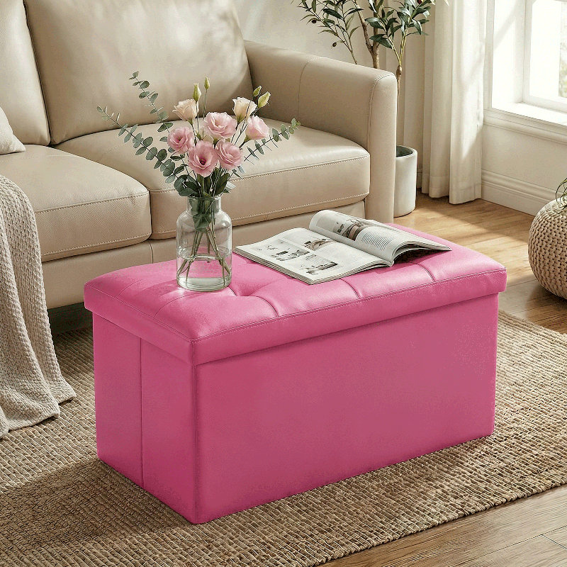 Upholstered Storage Bench Ottoman Versatile Design for Bedroom or Living Room, Perfect for Seating and Organization, White