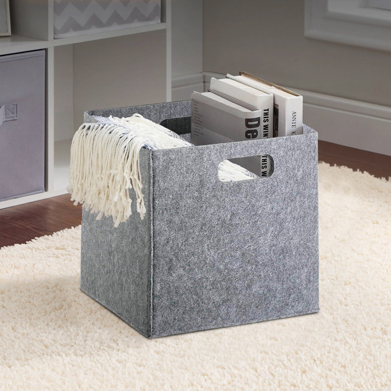 Stylish Gray Felt Basket, 11.8 x 11.8 x 11.8 inches | 100% Durable Felt, Non-Machine Washable | Perfect for Organizing Home, Office, Kids' Toys & More, Elegant Design for Modern Spaces