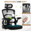 Chaise de bureau ergonomique en filet à dossier haut - Appui-tête réglable et support lombaire - Chaise de bureau d'ordinateur pivotante avec pied galvanisé et roulettes - Idéale pour le bureau à domicile ou la salle de jeu - Structure noire, dossier en filet transparent-685380653-685380654