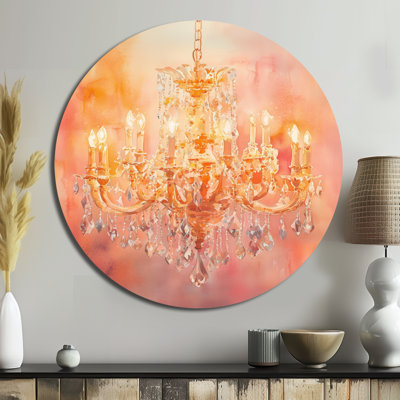 Lustre en cristal étincelant - art mural rond en métal