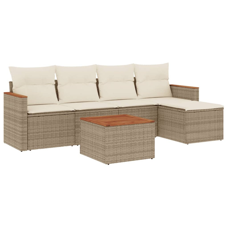 Vidaxl Garden Sofa Set, White Cushion/Beige Frame