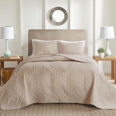 3 Reversible Khaki Bedspread - , Fashionable Design 3 Piece Queen Charming Style