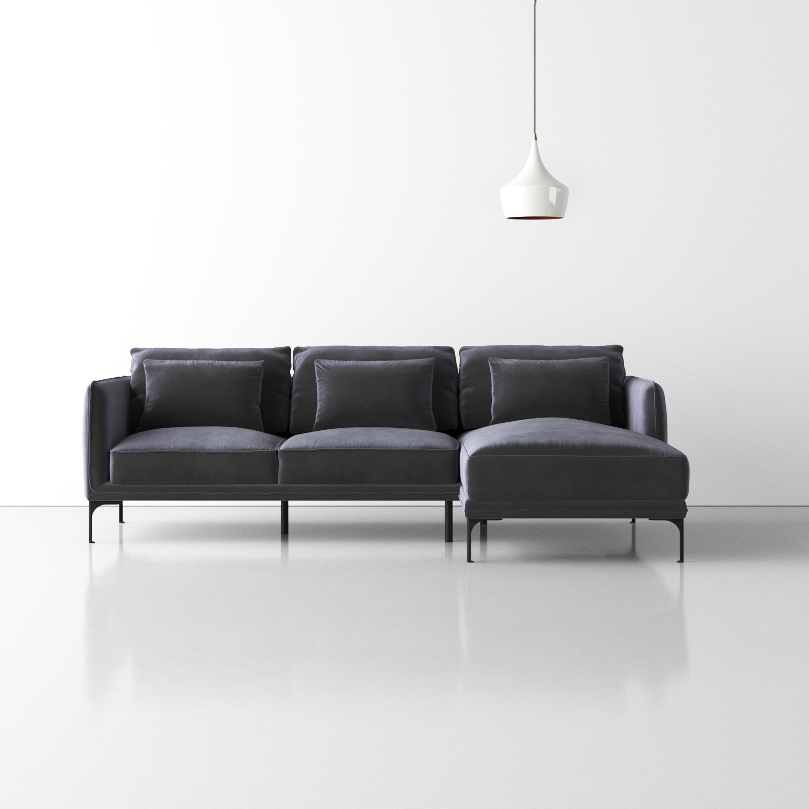 Rae 2 - Piece Upholstered Chaise Sectional, Grey Cotton Blend, Right Hand Facing