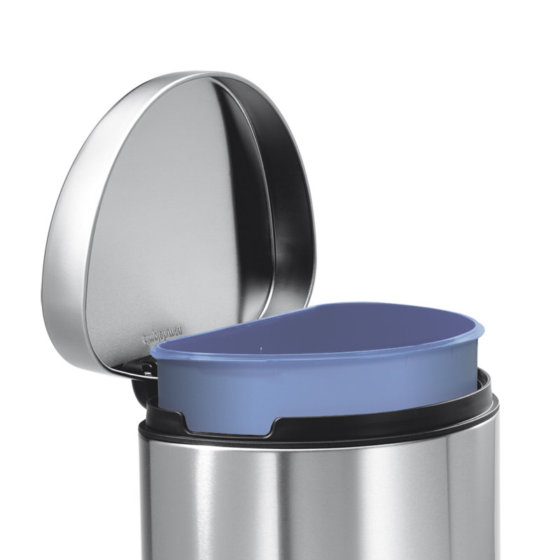 Brushed Stainless Steel Semi-Round Step Trash Can 2.6 Gallon