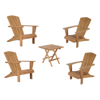 Ensemble de chaises Adirondack en teck avec table 5 pièces