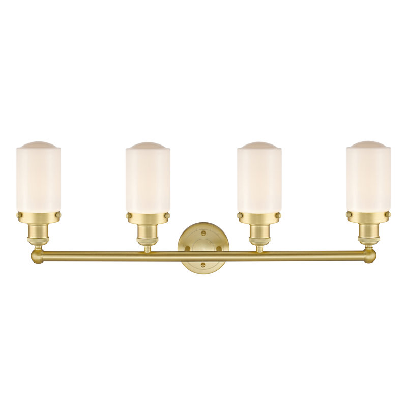 Éclairage pour meuble-lavabo à intensité variable à 4 lumières Erkson, Blanc mat, Or satiné