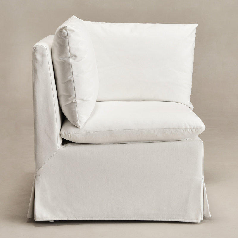 Crampton Performance Fabric Down Fill Slipcover Dining Corner Chair, White