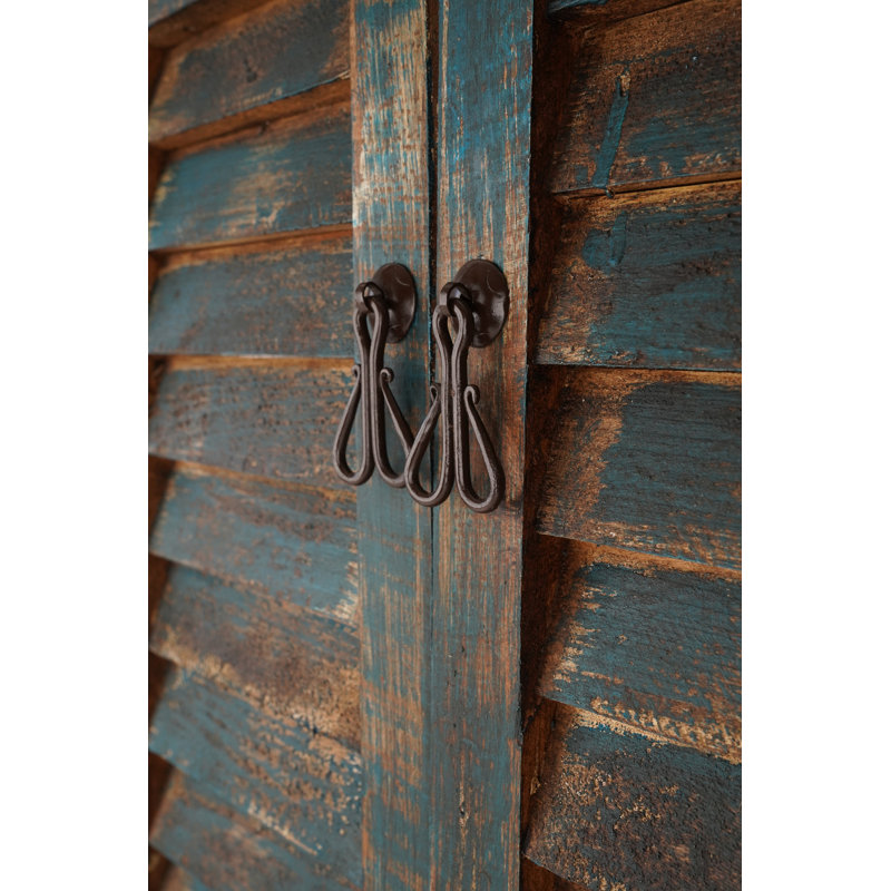 Solid Wood Wall Coat Rack, Turquoise