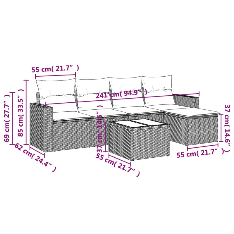 Ensemble de canapé de jardin en rotin PE modulaire et personnalisable Vidaxl
