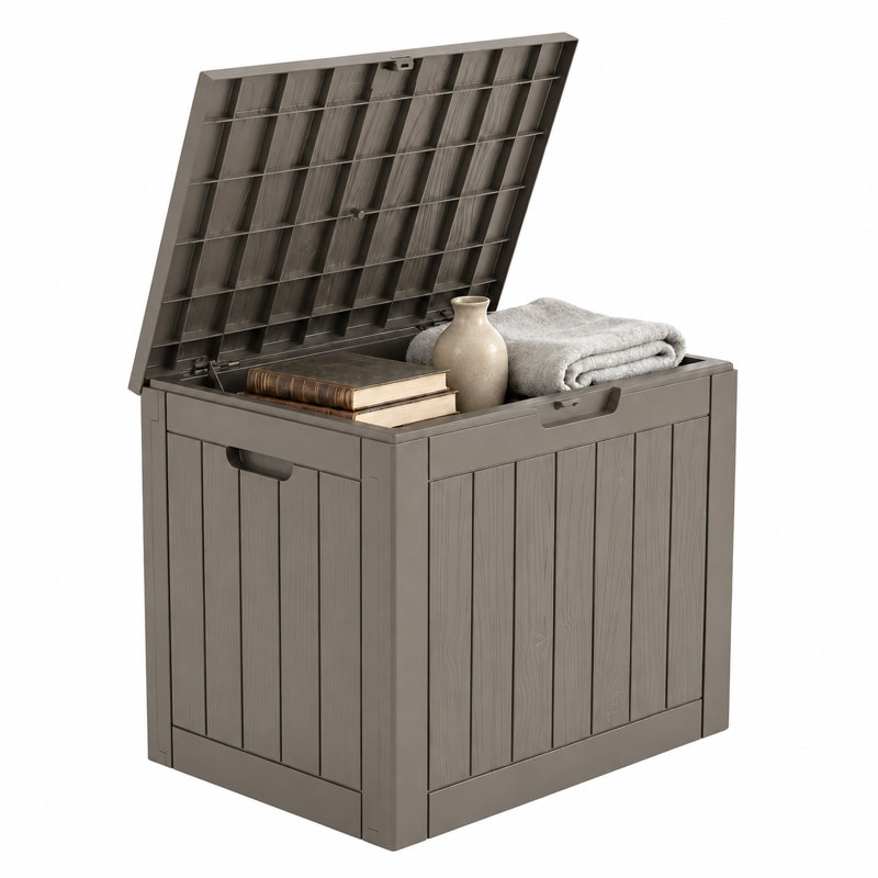 Boîte de rangement en résine pour rangement extérieur l 22 po x P 17 po, 260 lb, Gris