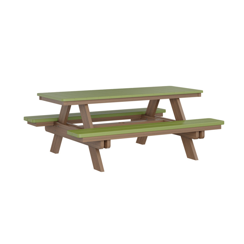 Table de pique-nique rectangulaire Berlin Gardens Ada, Kiwi Green Top/Antique Mahogany Base