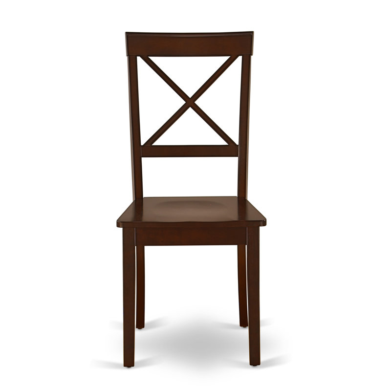 Boston Dining Chairs - Cross Back Wood Seat Kitchen Chairs, Set of 2, Mahogany, Mahogany