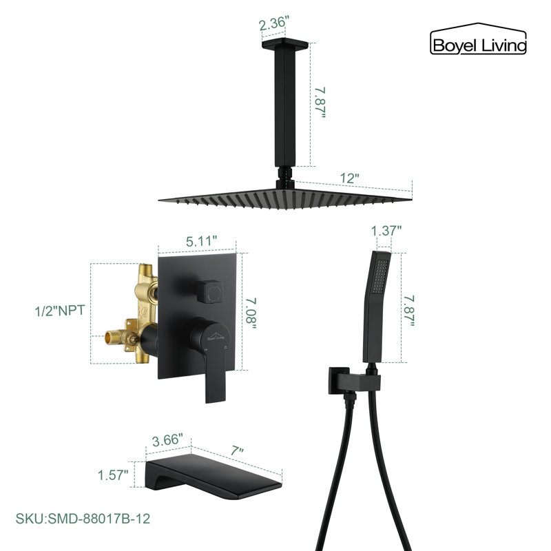 All-In-One Kit with Rough in-Valve, Black