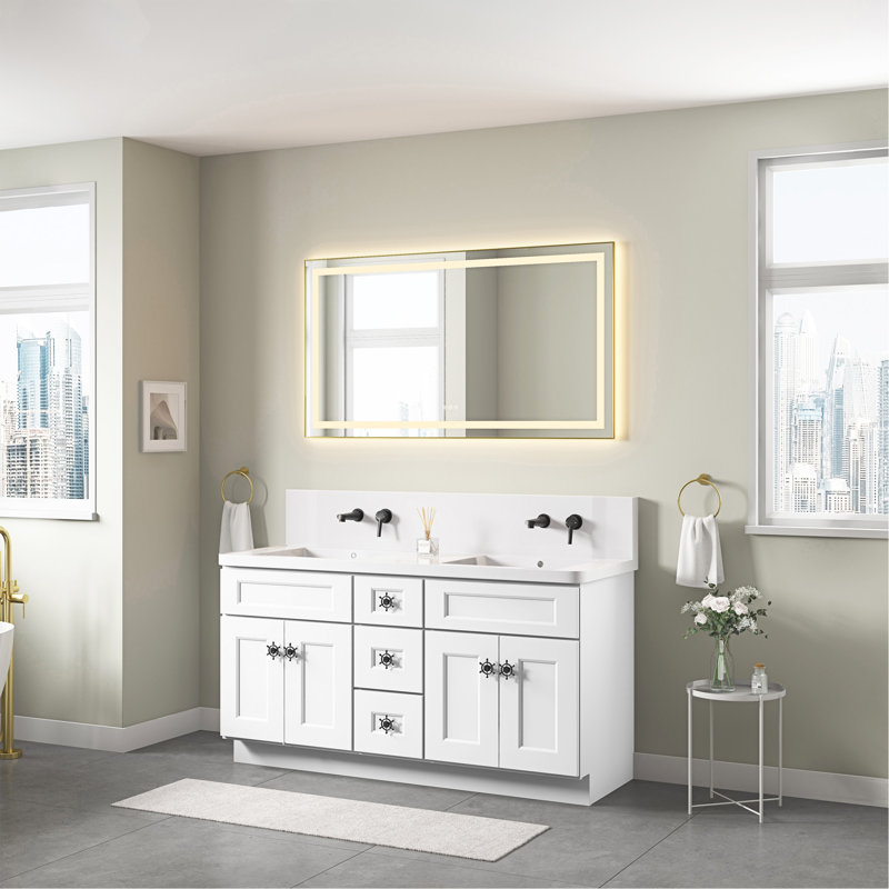 Multi-Functional Bathroom LED Mirror With Smart Touch Buttons And Rapid Defogging