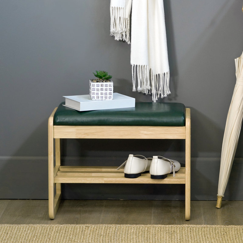 Banc de rangement en similicuir, Naturel, Vert