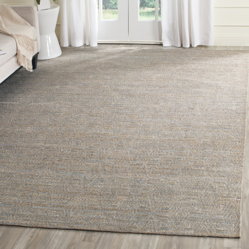 Tapis gris / sable tissé à la main Aderyn, Rectangle 5 pi x 8 pi