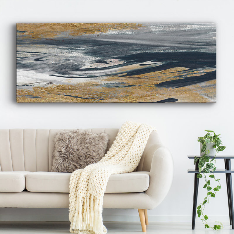 Tumultueux bleu marine sur toile, H 20 po x l 50 po x P 1,5 po