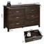 Brown MDF Veneer 6-Drawer Dresser 47.2"X15.7"X31.5"