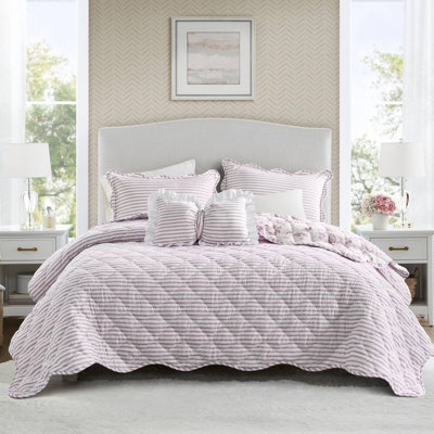Adele Pink 4-Piece King Quilt Set with Decorative Pillow
