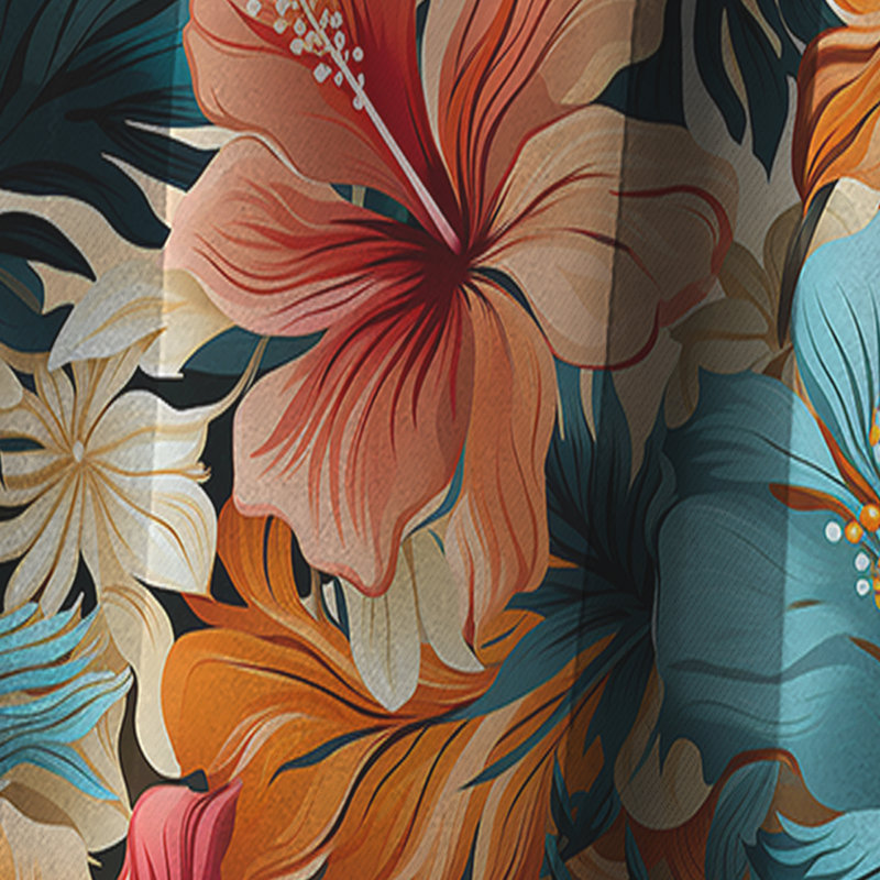 Hibiscus multicolore fleurs tropicales II - Rideau floral - Rideau occultant - 1 panneaux, L 52 po x L 95 po