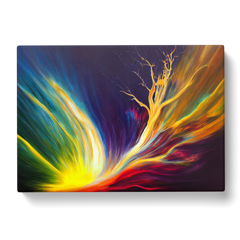Painted Lightning Abstract - Wrapped Canvas Painting, 35cm H x 50cm W x 3cm D