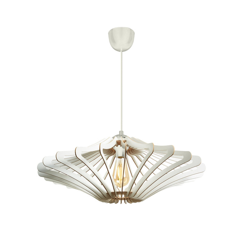 Lustre scandinave blanc ange, corps en panneau de fibres à densité moyenne, 18,5 po x 18,5 po | Hauteur réglable: 21,7 à 21,7 pouces | Douille E27, 40 W maximum | Conception élégante de couleur unie pour la décoration et l'éclairage de maisons modernes
