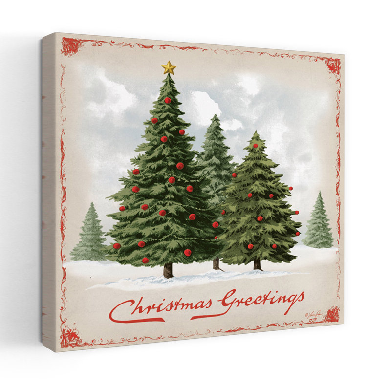 Arbres de Noël contemporains rétro avec art des Fêtes de Noël, H 48 po x l 48 po