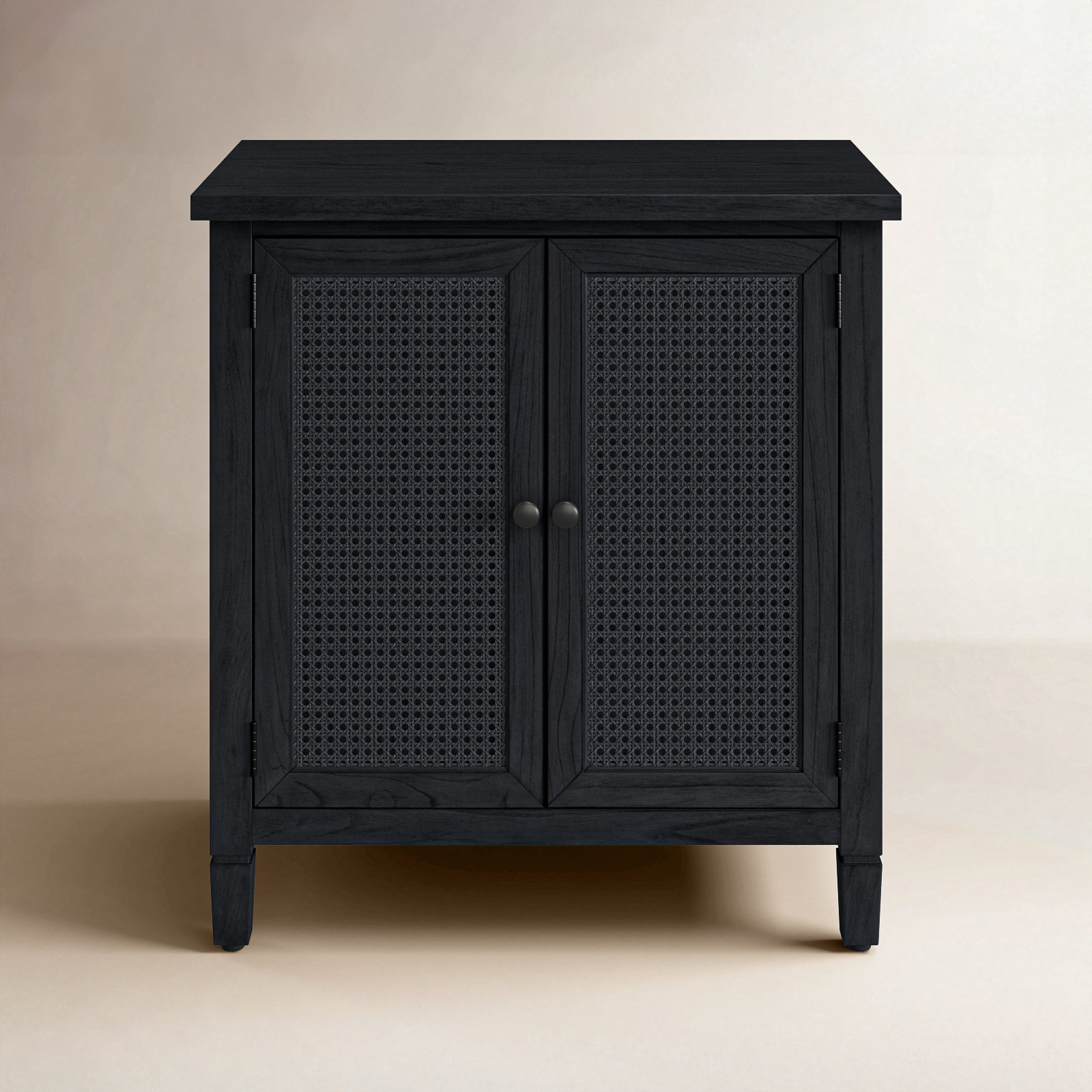 Charleston Cane Accent Cabinet, Washed Black