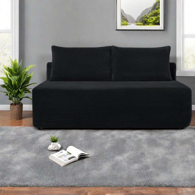 Compression Sectionals, Corduroy 57 Inch Compact Modern Couch for Home