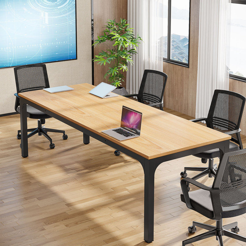 Louinis Rectangle Conference Table, Natural/Black