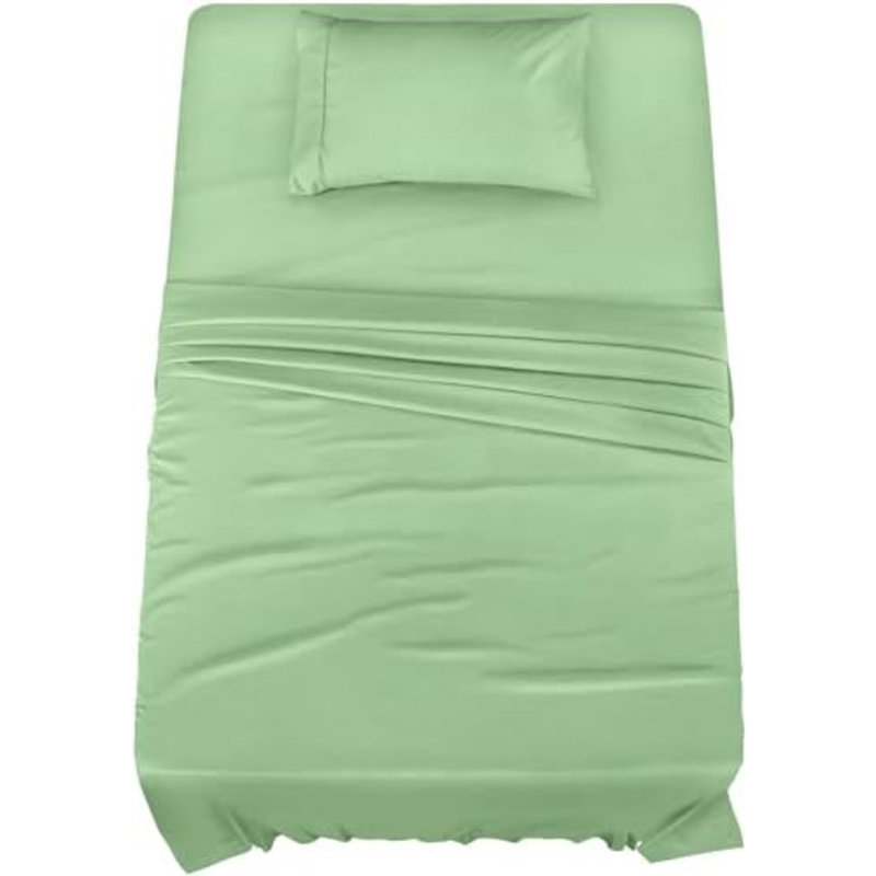 Twin XL Sheet Set – 3 Piece Bed Sheets For Twin XL Size Bed, Soft And Breathable Microfiber, Includes 1 Fitted Sheet, 1 Flat Sheet And 1 Pillowcase (Sage)