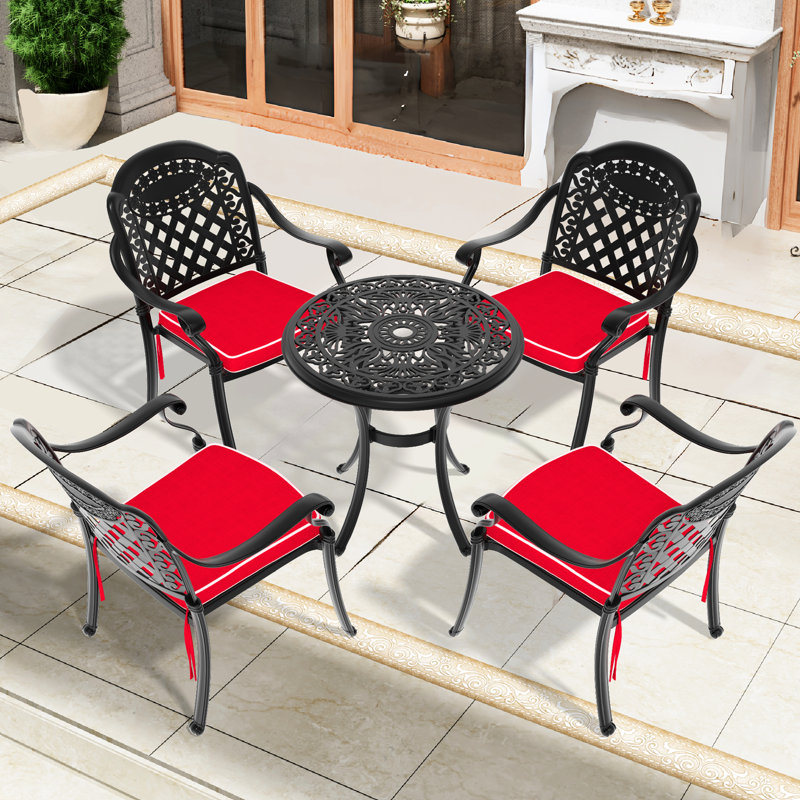 Cast Aluminum Patio Table 27.08" - Black, Umbrella Hole, 14.42lbs, , 160lbs Capacity, 4 Seat, 27.08-inch For Black Frame, Slot, Weight 4 Seating, Rust Proof