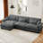 130" L-Shaped Velvet Upholstered Sectional With Ottoman-1682166126