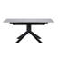 Table de salle à manger rectangulaire moderne avec plateau en panneau de fibres à densité moyenne peint gris clair et pieds en métal géométriques robustes, table de cuisine contemporaine pour la salle à manger, le bureau ou les petits espaces (marbre gris clair, 1 table)