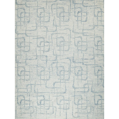 Wool Abstract Area Rug in Light Blue