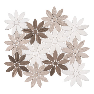 Fresh Novelty Look Flower Polished Natural Stone/Metal Wall & Floor Mosaic Tile